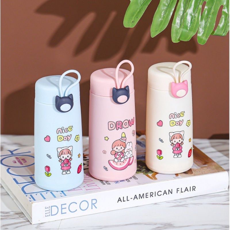 BOTOL MINUM KACA LUCU NICE DAY BOTOL KACA UNIK ADA GANTUNGAN BOTOL BEKAL SEKOLA BOTOL SOUVENIR-1