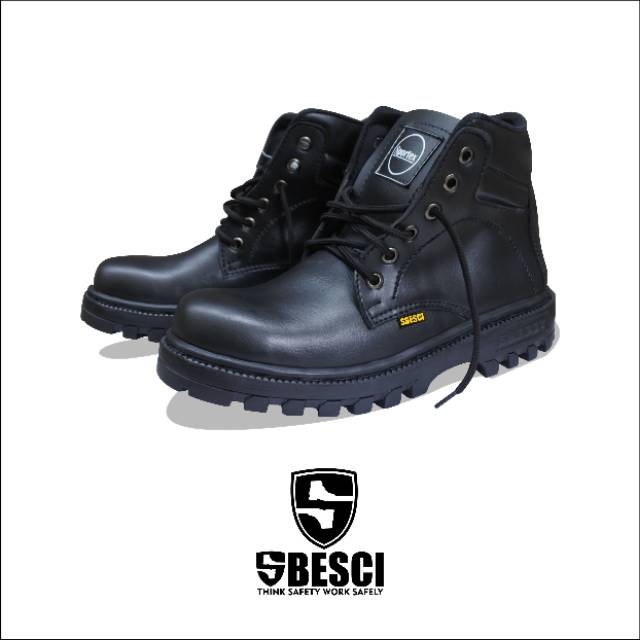 SEPATU SAFETY UJUNG BESI TYPE LX 032 FULL HITAM BY SBESCI