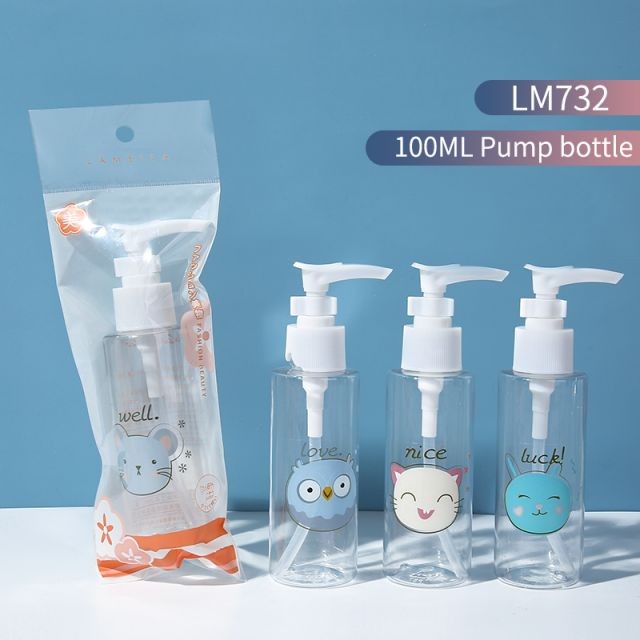 Empty Bottle Pump Cute Animal Traveling Bottle Transparent Botol Pump Kosong 1 Pcs size 50 ml 75 ml 100 ml Pompa Botol Transparan