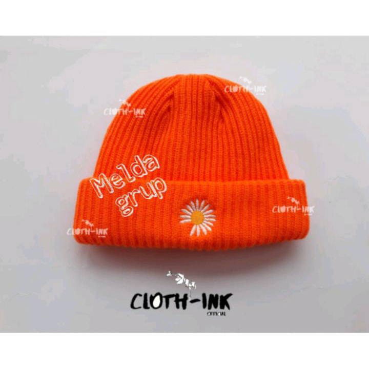 Topi Kupluk Beanie hat Bordir BUnga Daisy Pria Wanita