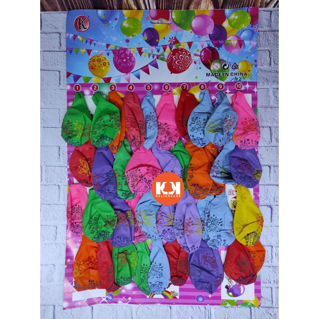 (40 PCS) BALON KARET LATEX MOTIF HAPPY BIRTHDAY / ULANG TAHUN / DORAEMON / POLKADOT LEMBAR ISI 40 PCS / BALON MOTIF / BALON ULANG TAHUN / BALON HAPPY BIRTHDAY / BALON DORAEMON / BALON POLKADOT / BALON TOTOL