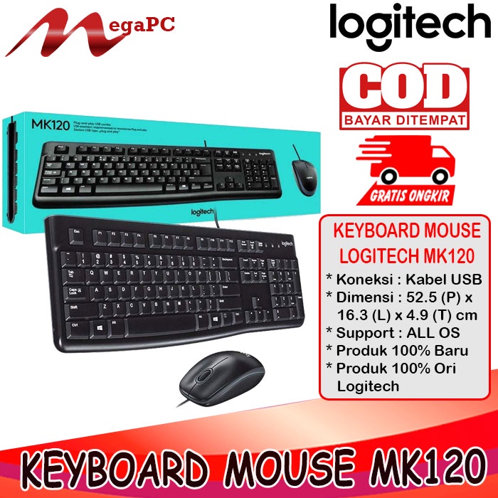 KEYBOARD MOUSE KABEL USB LOGITECH MK120 ORIGINAL