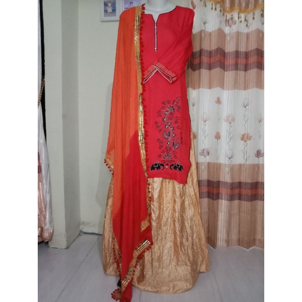 dress baju india preloved kurti set rok lengkap