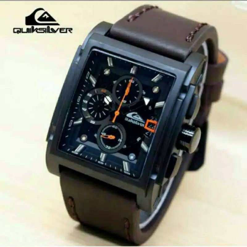 Jam Tangan Pria Quiksilver Crono Aktif Tali Kulit - Jam Tangan Quiksilver Cronograp Terlaris