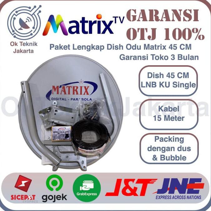 Dish Odu Mini Matrix 45 CM Lengkap dengan LNB Ku Single dan Kabel I Antena TV & Parabola