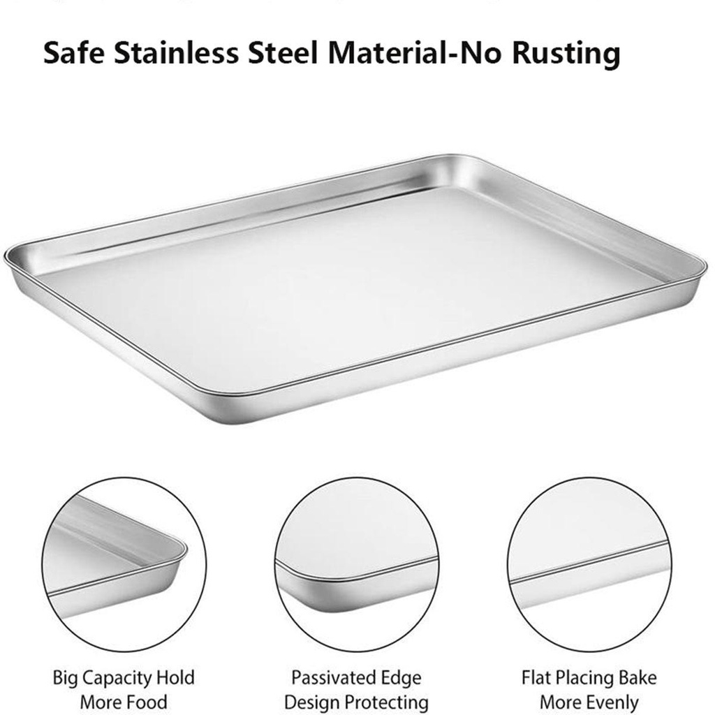 Quinton Baking Tray Storage Pastry Persegi Panjang Kokoh Heavy Duty Piring Buah Piring Kue