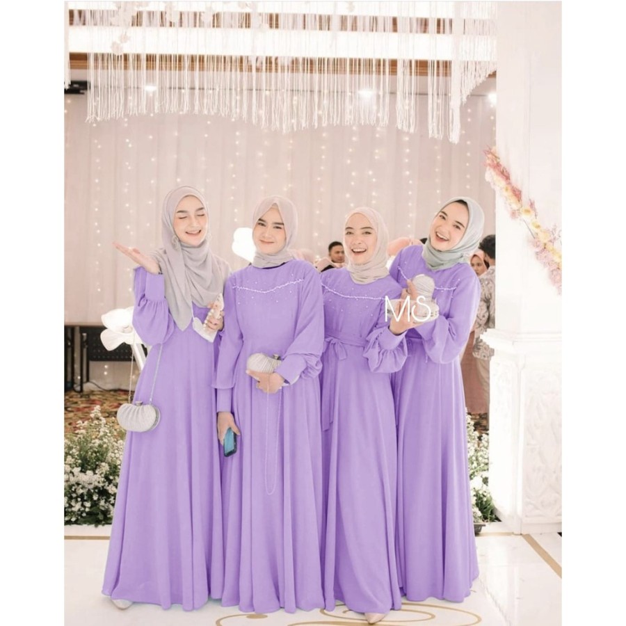 Baju Gamis Pesta Brukat Mutiara Premium Maxsi Lunara Seragam Kondangan Taro Gamis Wanita Remaja Maxy
