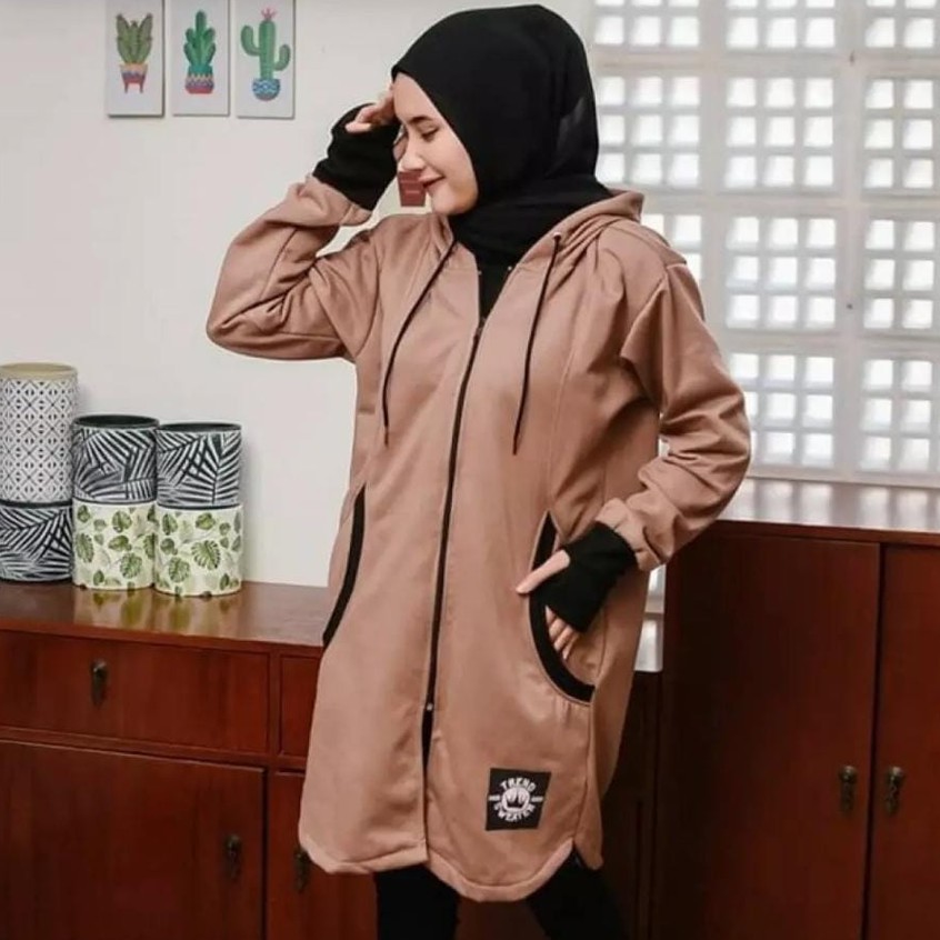 Long RH Zipper || Hoodie Hijaber || Sweater wanita #LRZ