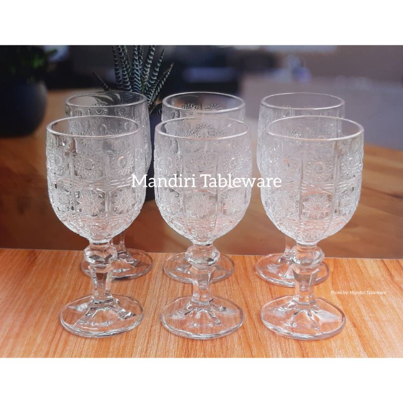 6 pcs Gelas Wine Set Formia 250 ml | Motif Crystal | Best Quality