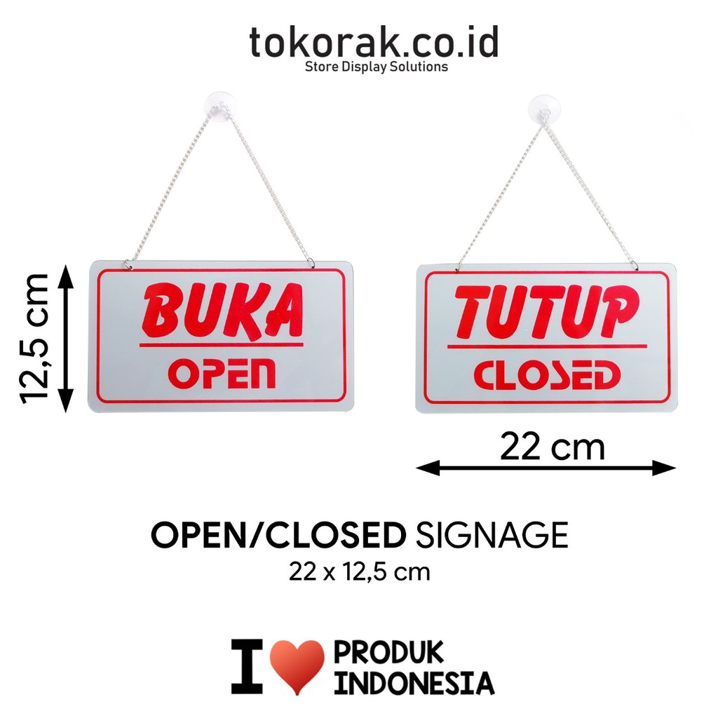 SIGNAGE BUKA TUTUP 22 X 12,5CM SIGN PETUNJUK SIMBOL LOGO PERINGATAN LABEL OPEN CLOSED