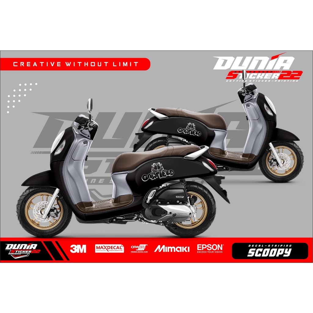 STICKER CUTTING SCOOPY MOTIF CARFIELD / STICKER SCOOPY CUSTOM/ STICKER CUTTING SCOOPY TERMURAH-D28-2