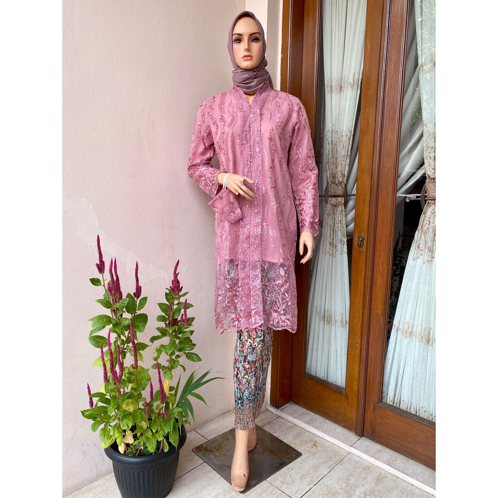 SET KEBAYA KARTINI TUNIK TULLE MUTIARA BORDIR / SET KEBAYA PESTA