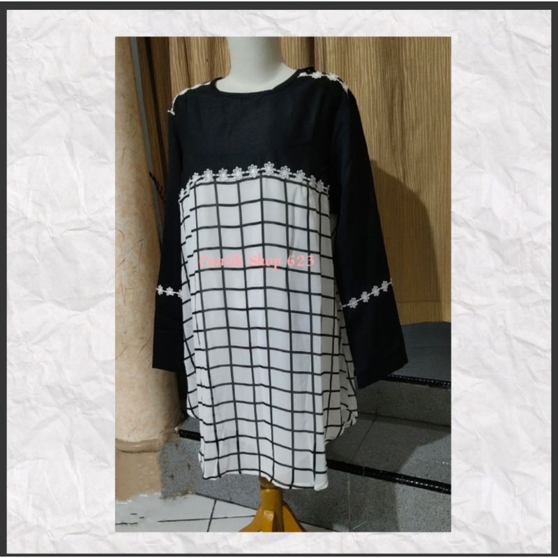 Pakaian Wanita Blouse Panjang Kotak | Semi gamis