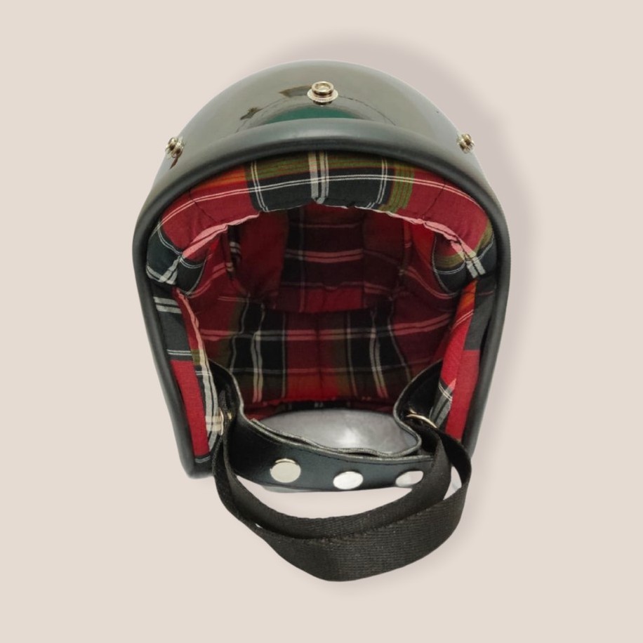 Helm Slim Head Hitam Busa Tartan