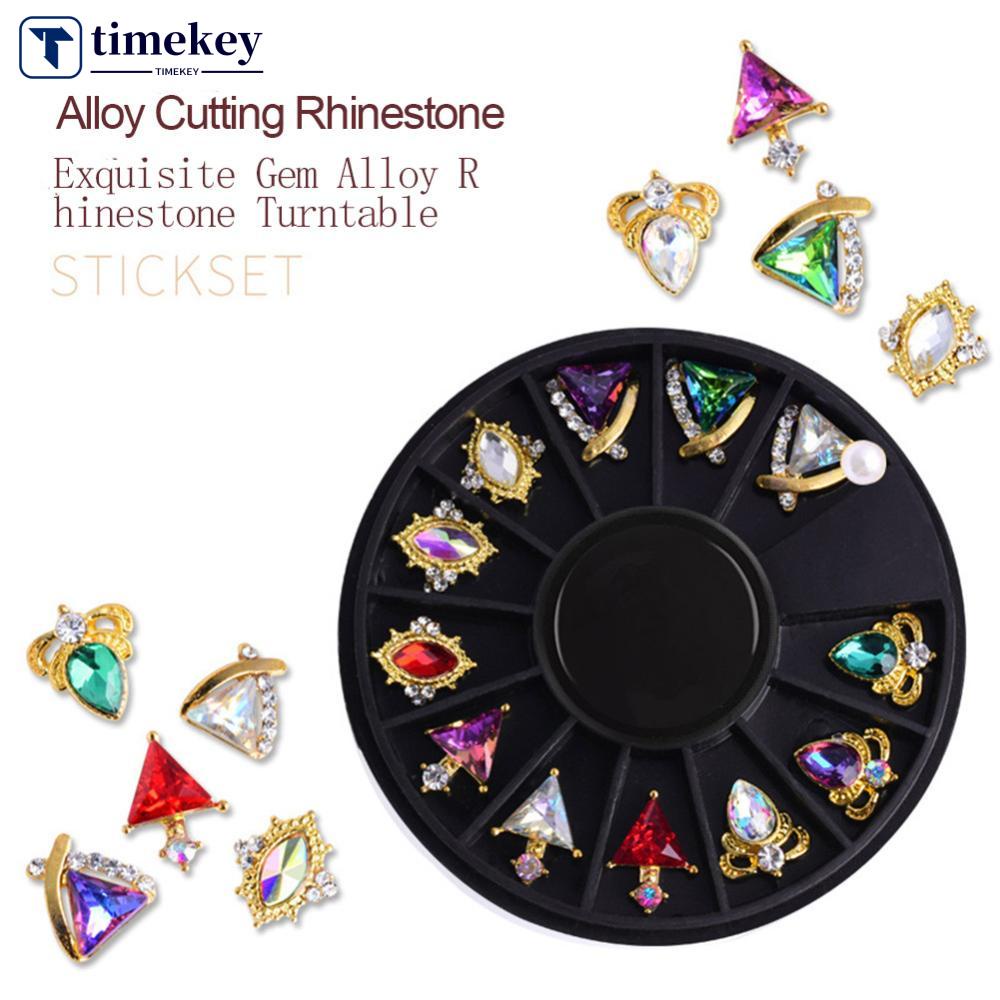 Timekey 12pcs / Set Hiasan Kuku 3D Asimetris Aksen Berlian Imitasi Bahan Alloy Untuk Nail Art A2K5