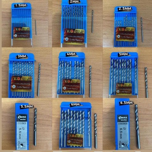 Mata Bor Besi Kayu Tembok Drill Bit 1.5MM 2MM 2.5MM 3MM 4MM 5MM 5.5MM 6MM 6.5MM