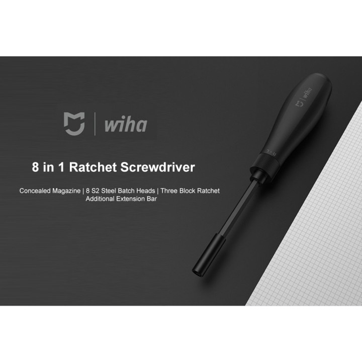 PS0666 WIHA JLL5D01XH 8-in-1 Ratchet Screwdriver - Set Obeng Praktis