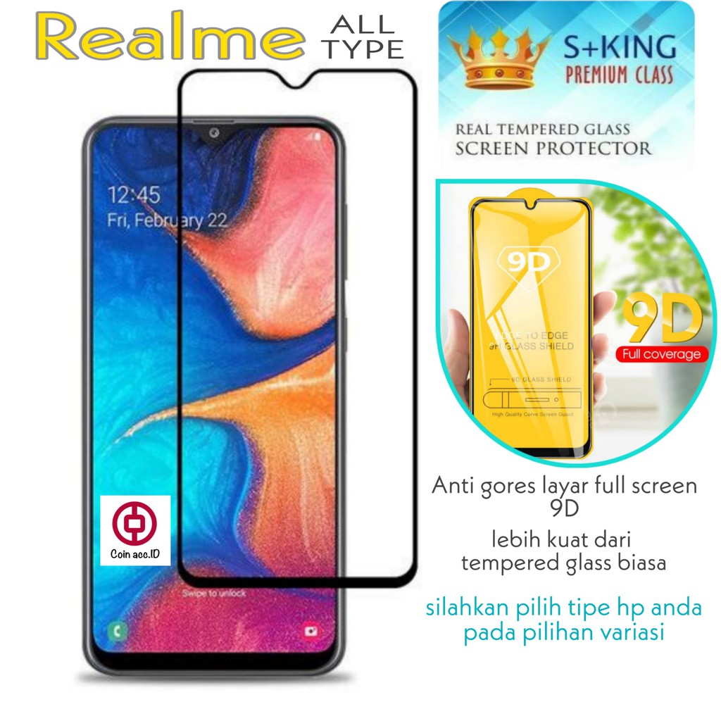 [FULL SCREEN] REALME 7/7i/NARZO 20/C11/C12/C15/C3/C2/C1/2/3/5i/5/6 pro Tempered Glass PREMIUM 9D