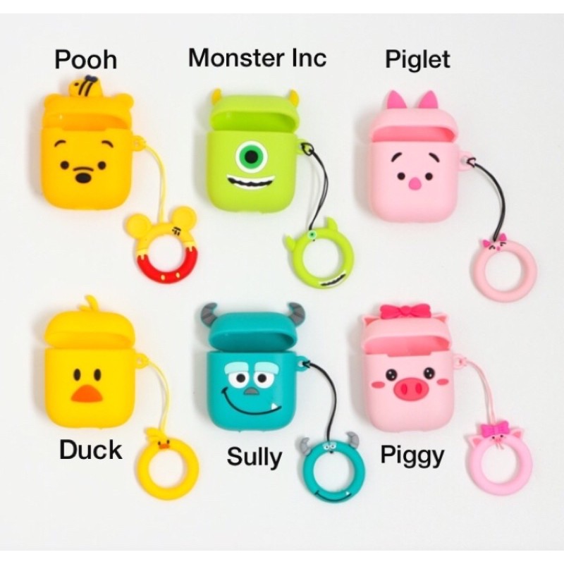 Airpods Case with Ring Sully Monster Inc Pooh Piglet Duck Piggy Mickey Minnie