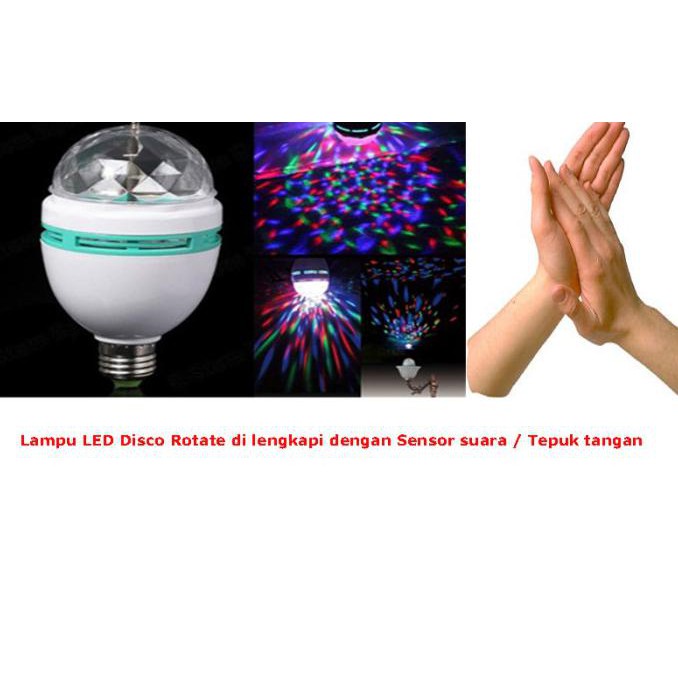 Lampu LED DISCO RGB Rotate with Sensor Suara / Tepuk Tangan