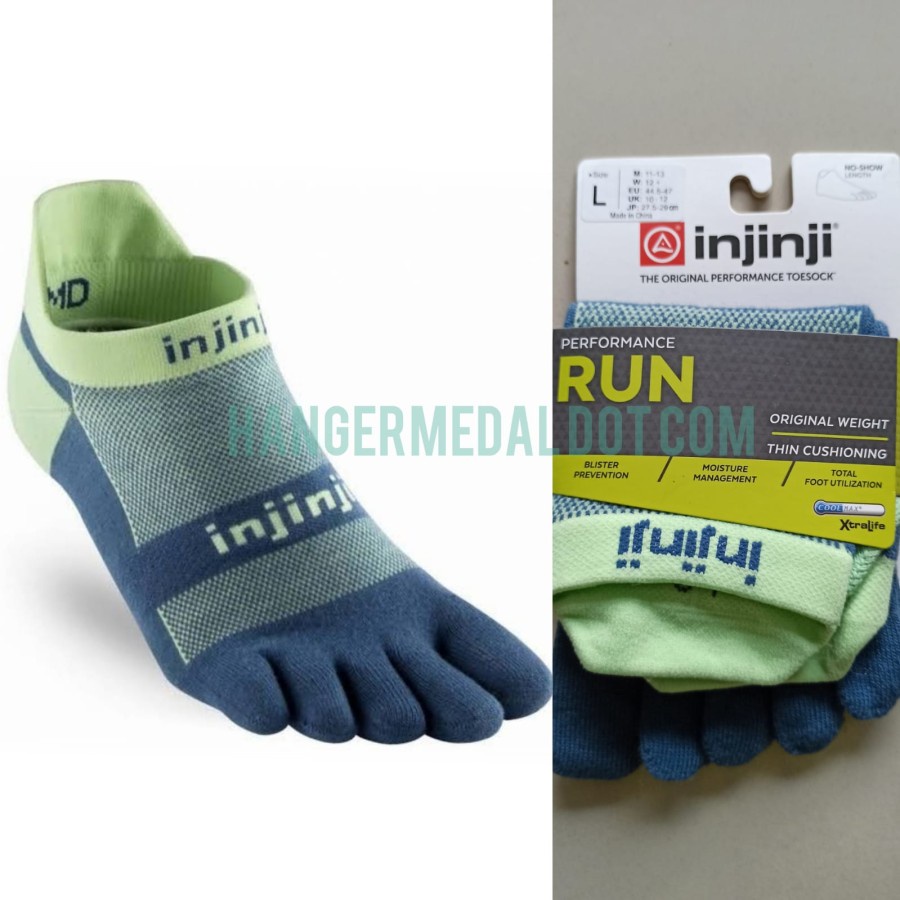 INJINJI PERFORMANCE - NO SHOW - SIZE L - GREEN kaos kaki anti blister - ORIGINALSEAFOAM