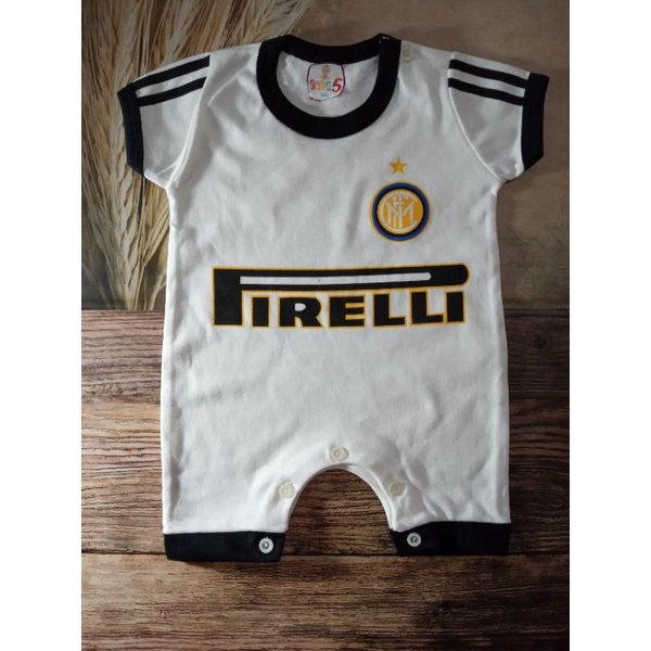 Jumper Bayi / Romper Bayi / Hansop bayi motif Bola pendek newborn (0-3bulan)  (inter milan/Ac milan 