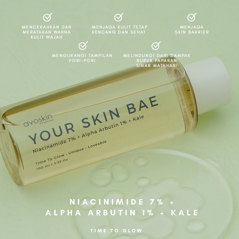 Avoskin Your Skin Bae Toner Niacinamide 7% + Alpha Arbutin 1% + Kale