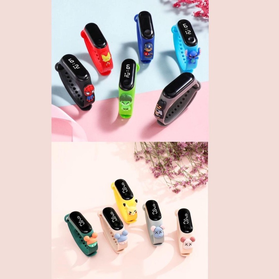 Jam Tangan Elektronik Tahan Air IP67 Motif Kartun Anak Laki-laki cewek LED Minimalis Gelang murah ba