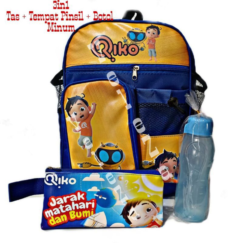 Tas ransel anak karakter Rico 3in1 - tas + tempat pinsil + botol minum