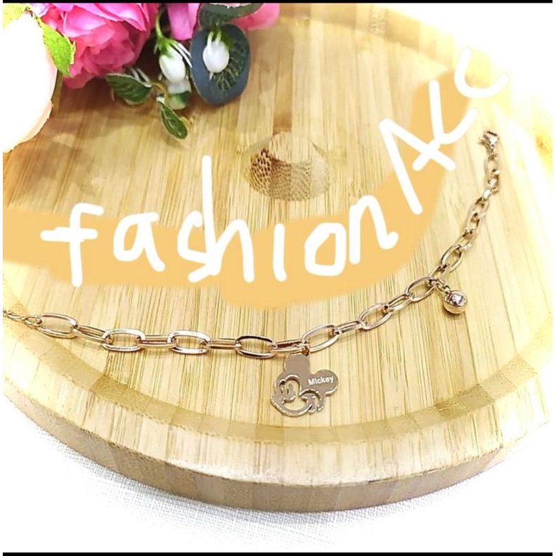 COD gelang tangan wanita mickey terlaris titanium asli anti karat import