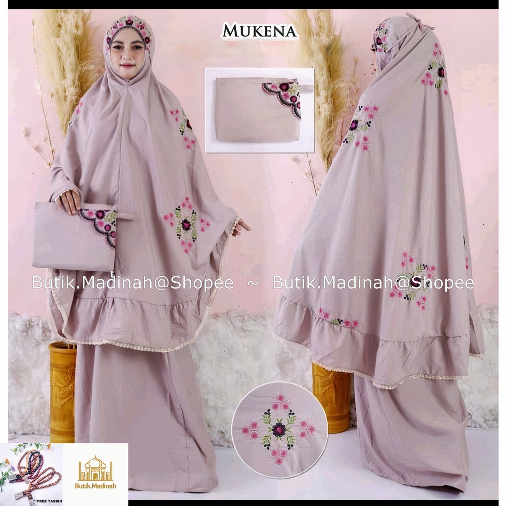 BUTIK.MADINAH MUKENA RAYON JUMBO RAMPEL AYU PASTELEENA SITI KHADIJAH