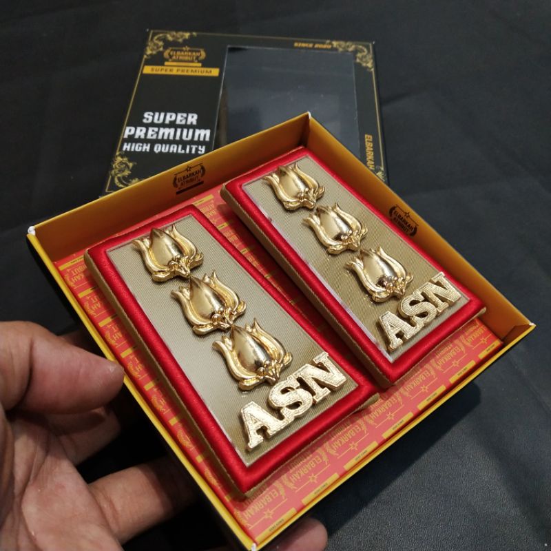 PANGKAT ASN SUMSEL/SULSEL  GOLONGAN 3D 4A 4B KAIN KHAKI LIS MERAH AKRILIK ASN SUMSEL