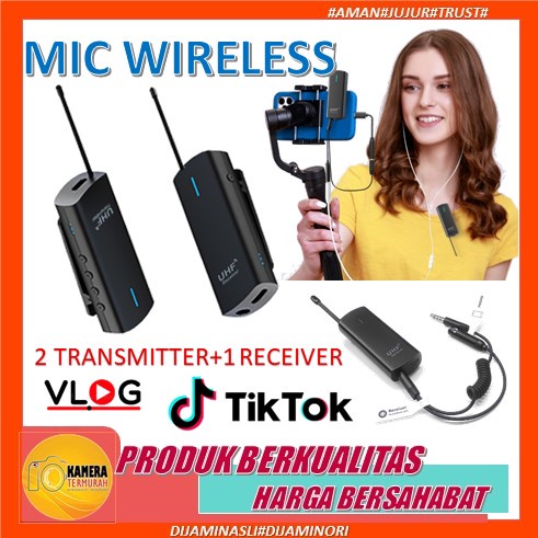 Microphone Mic Wireless HP Smartphone  DSLR for Vlogger Youtuber