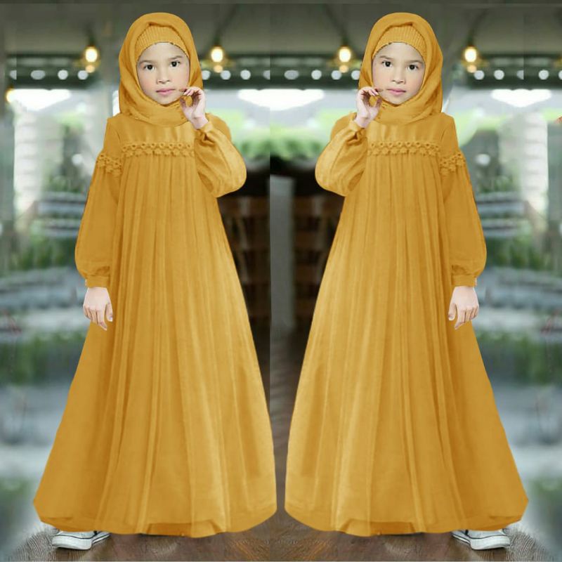 3 UKURAN S M L GAMIS ANAK MAXY NURAINI KID RENDA TILE MOSCREPE ADA VIDEO REAL PICT HM