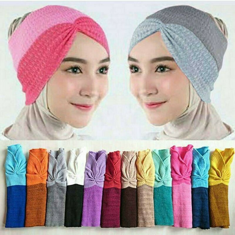 Ciput rajut / bandana ciput - 2 warna - 4 warna /Daleman Random