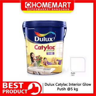  Cat  Tembok Dulux  Catylac  Interior  Glow  White 5 kg Shopee 