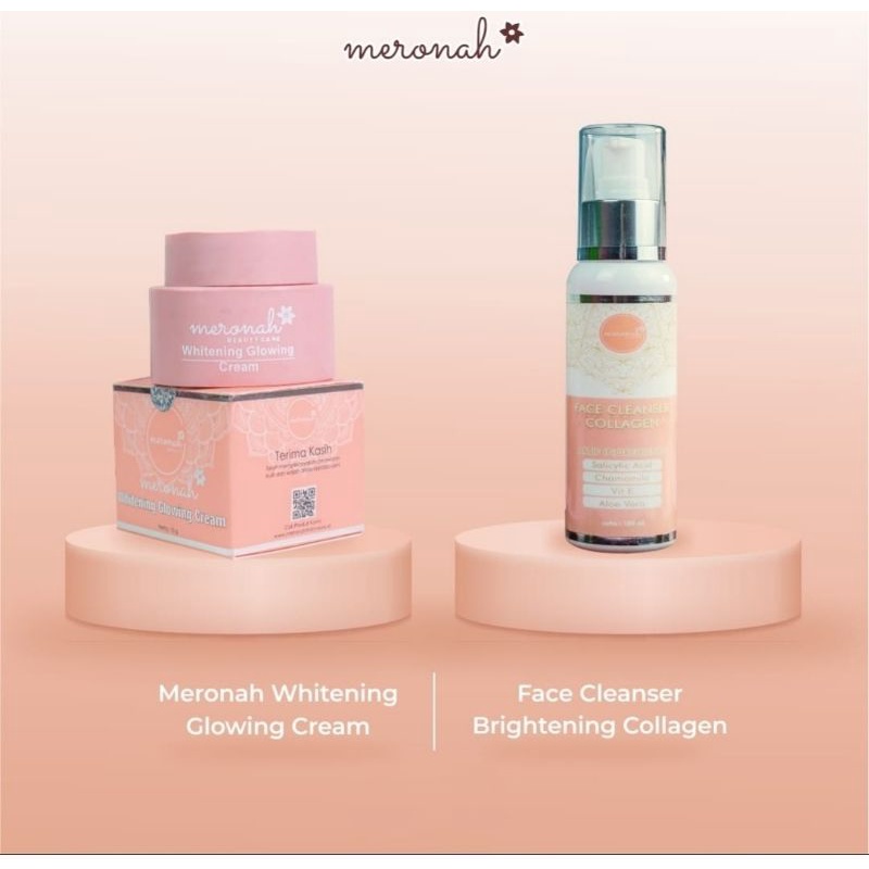 Paket Meronah Glowing Cream Original BPOM - ( Cream + Sabun Brightening Collagen) free masker