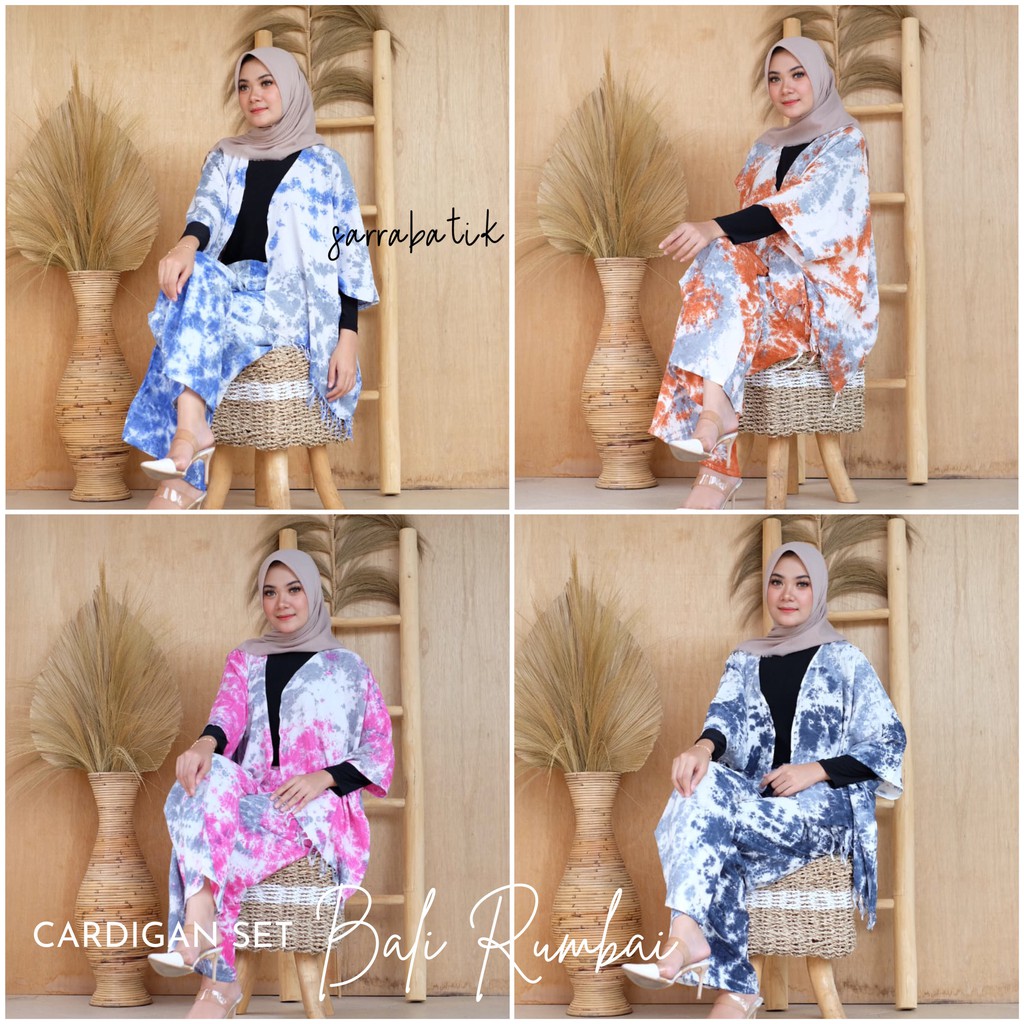 Cardigan Set Bali Rumbai Rayon Pantai Outer Batik Home Set Setelan Jumbo Muslim Casual Pesta Kantor