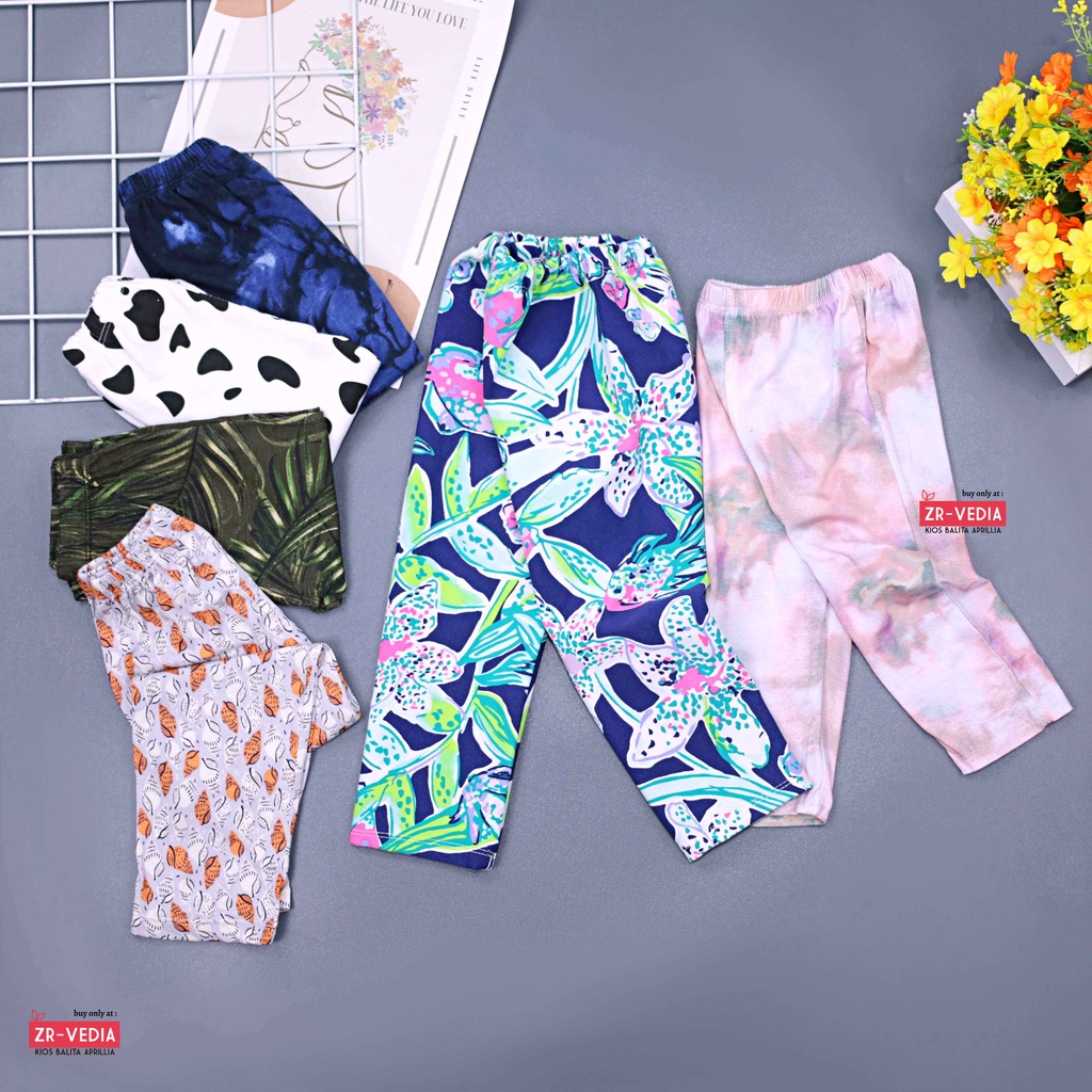 Legging Calvina Bayi 3-12 Bulan / Pants Motif Panjang Anak Perempuan Adem Bahan Kaos Spandek Nyama