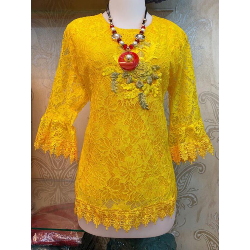 Bluss brokat bahan semi prancis