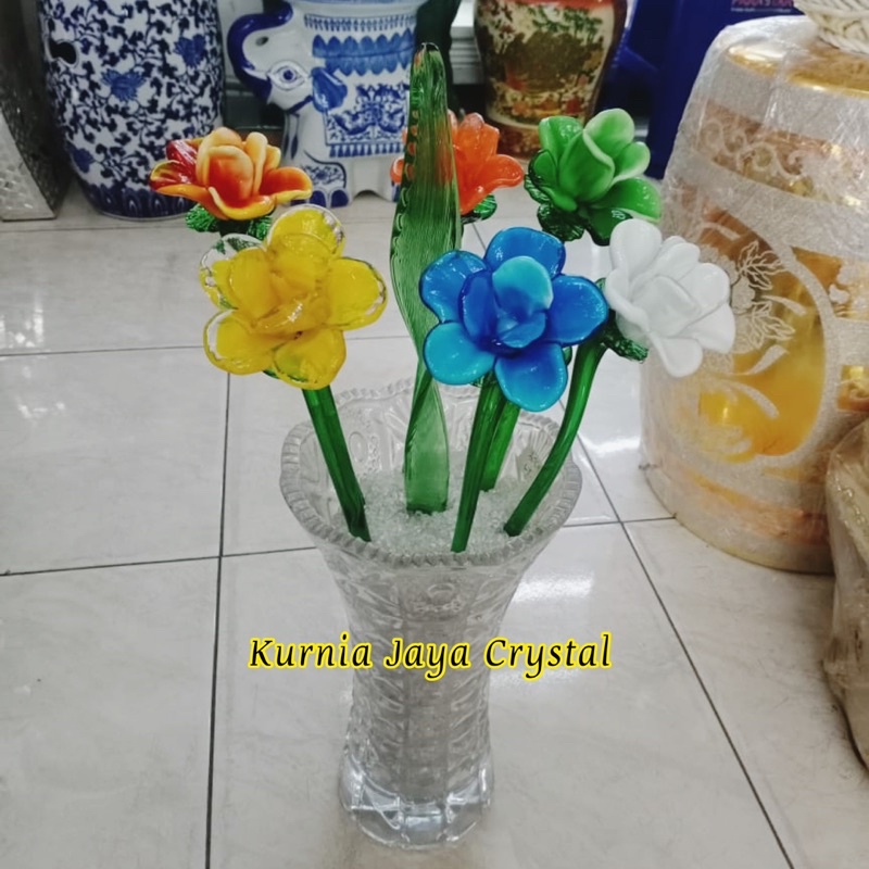 Terlaris Bunga Kristal panjang 35cm / Pajangan Bunga Kristal Import tinggi 35cm