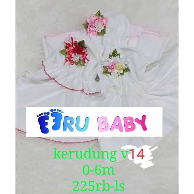 Eeru Baby Kerudung putih motif terbaru 0-6 bulan