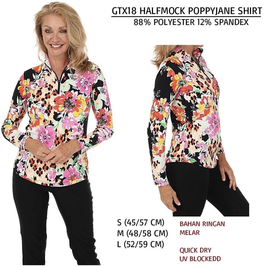 Kaos Training Lengan Panjang Wanita Murah Gottex 18 Halfmock Shirt