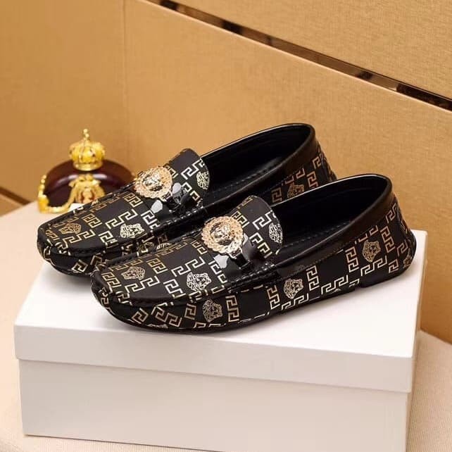 sepatu cowok loafer lv kualitas mirror shoes men pria kulit asli new p1shoes branded hitam