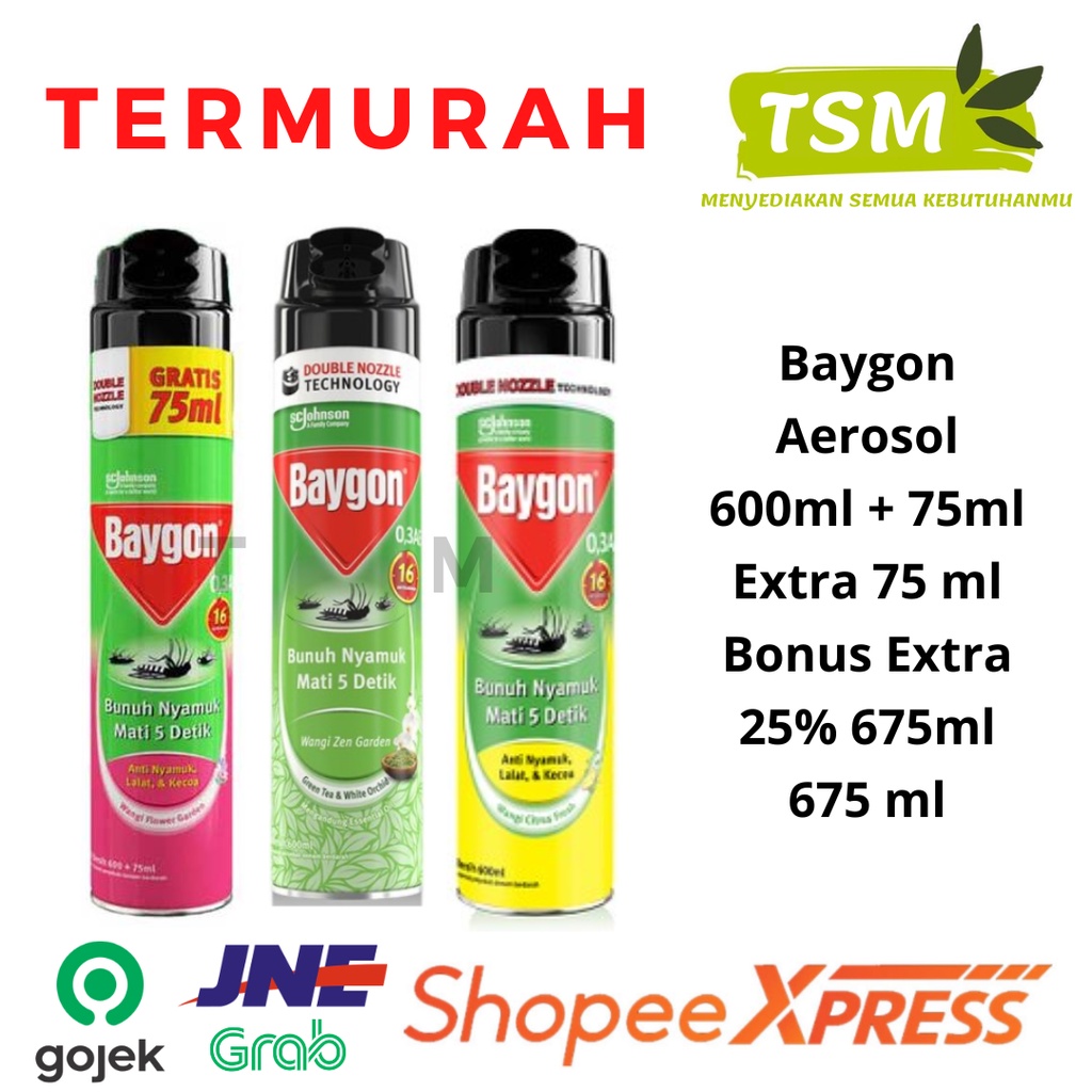 Baygon Aerosol (600+75)ml Extra 75 ml 675 ml dan 600ml