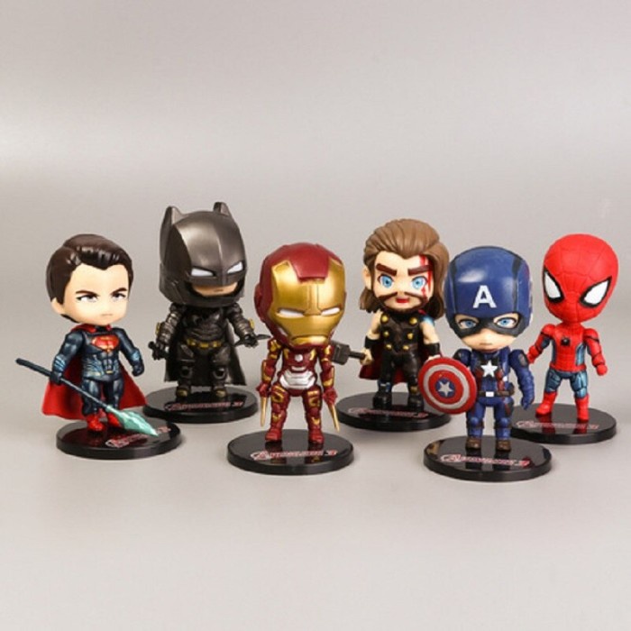 Figure Avengers Set 6 in 1 Pajangan Action Hiasan Dekorasi Marvel Bisa COD Zoro Luffy Bobble Head Ul