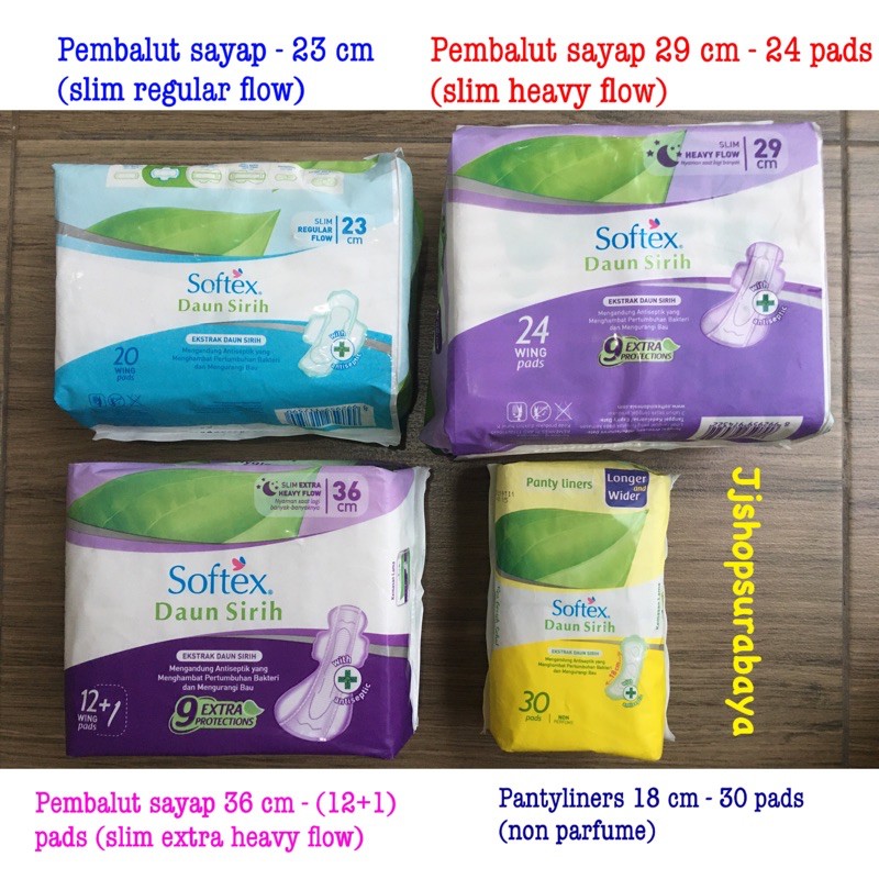 Softex daun sirih pembalut / panty liners (pantyliner) dengan