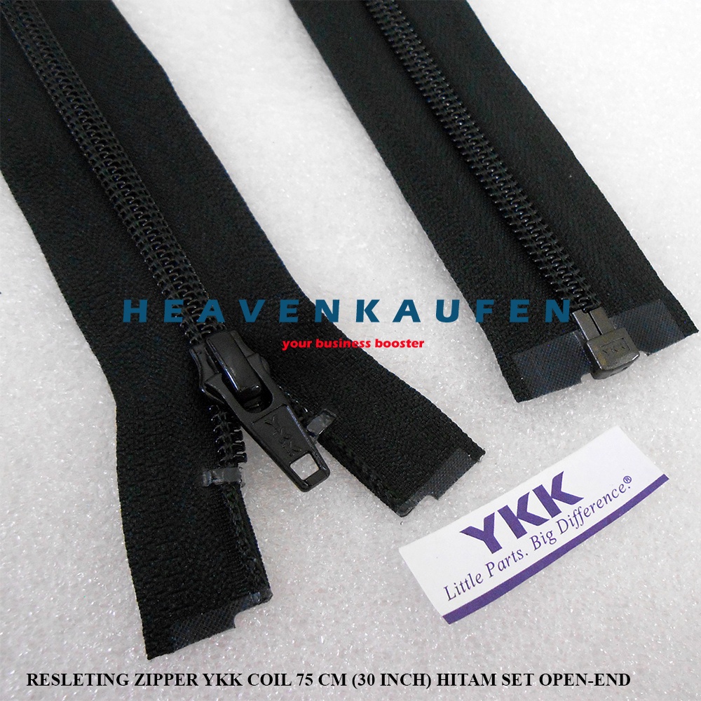 Resleting Zipper Jaket YKK 75 cm Atau 30 inch Hitam Type Gigi Coil Halus Open End Buka Lepas