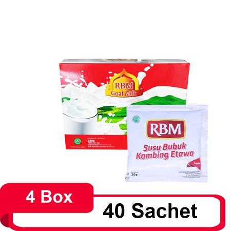 

RBM Goat Milk - Susu Kambing Etawa 4 Box ( 40 sachet )/ susu kesehatan/termurah/diskon