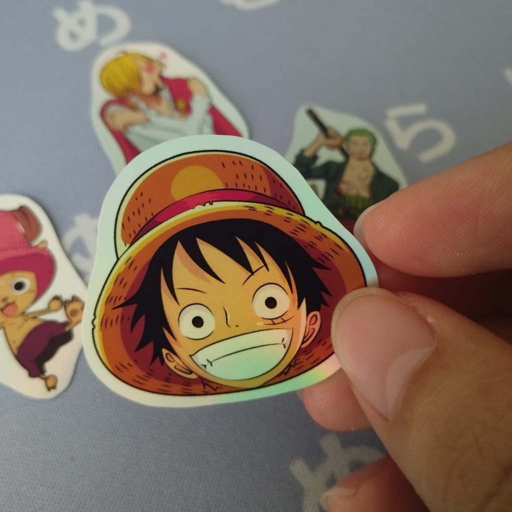 

Sticker Hologram Anime One Piece Red - One Pice - Luffy, Zoro, Sanji, Choper - 4pcs